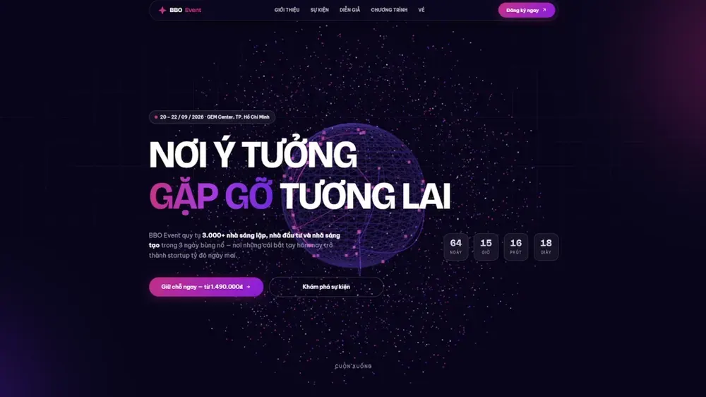Mẫu website Sự kiện & Hội nghị — Website Event 2026 do BBO TECH thiết kế