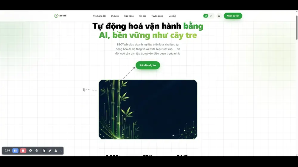 Mẫu website Công nghệ & Tự động hóa AI — Website Tech do BBO TECH thiết kế