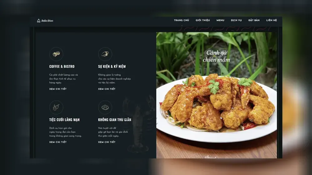 Mẫu website Nhà hàng - Cà Phê — Mẫu Nhà Hàng Sang Trọng do BBO TECH thiết kế