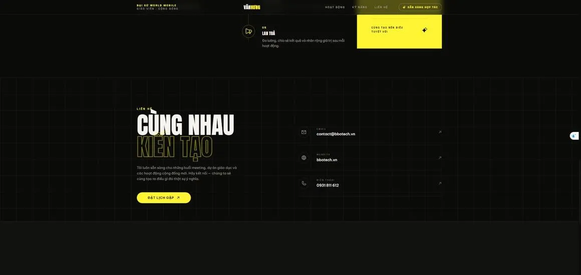 Portfolio giáo viên — mục liên hệ cùng nhau kiến tạo