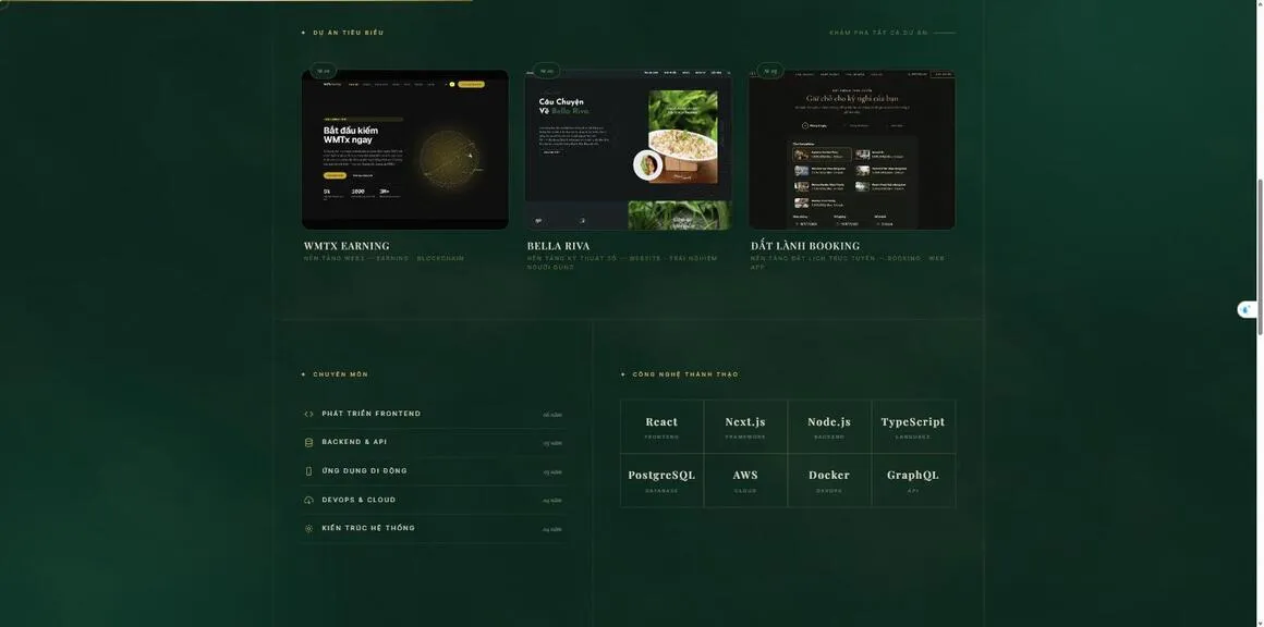 Portfolio lập trình viên — dự án tiêu biểu & công nghệ React, Next.js, Node