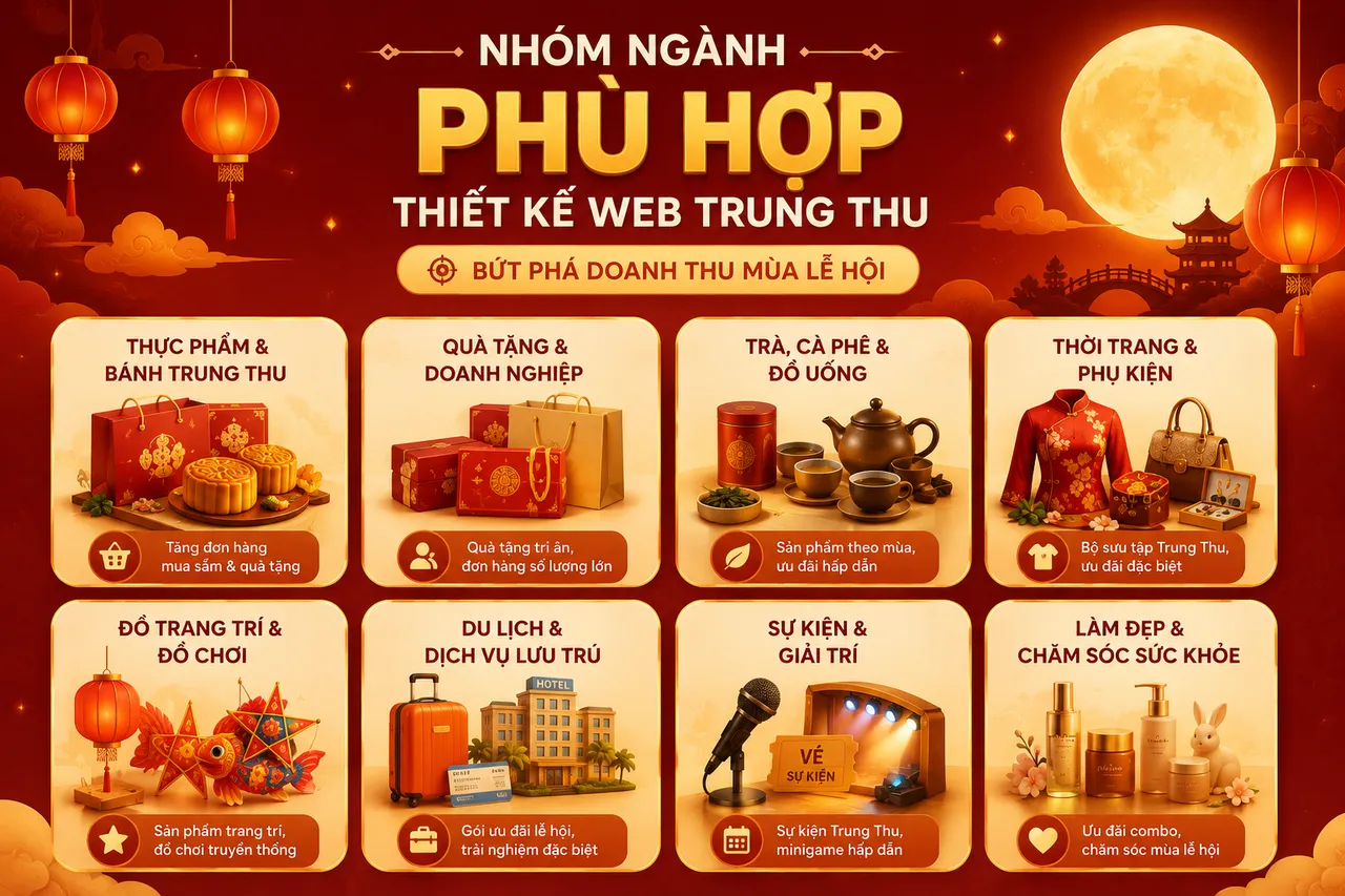 Những nhóm ngành phù hợp để thiết kế website và Landing Page Trung Thu